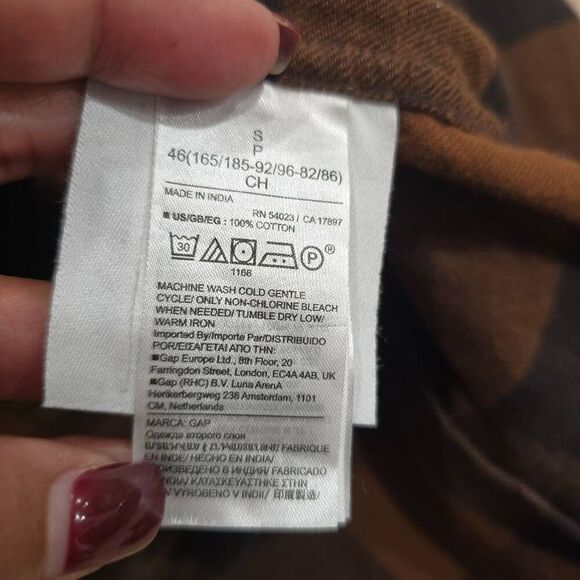 Gap Shirt Men's Small Brown Flannel Standard Fit 100% Organic Cotton Button-Up - Picture 5 of 8